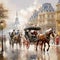 Majestic Horse-Drawn Carriage in a Bustling City Scene