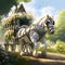 Majestic Horse-Drawn Carriage in Picturesque Countryside