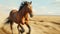 Majestic Horse Galloping on Sandy Terrain in Motion Blur