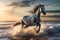 Majestic Horse galloping seaside. Generate Ai