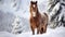 Majestic Horse in Snow AI Generated