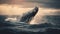 Majestic humpback breaches, beauty in nature motion generated by AI