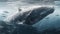 Majestic humpback whale in deep blue sea, a natural beauty generated by AI