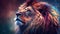 majestic and imposing lion head painted ,generative AI