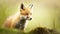 Majestic Innocence: A Beautiful Portrait of a Cute Fox Cub in a Meadow. Generative AI