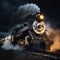 Majestic Iron Giant: A Dramatic Shot of a Massive Locomotive in Close-Up