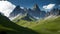 The majestic Italian Alps with rocky peaks grassy field on the foreground generated by Ai