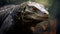 Majestic Komodo Dragon Basking in Tropical Sunlight by Lush Greenery
