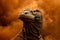 Majestic Komodo Dragon in Natural Habitat with Golden Atmospheric Background