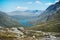 majestic landscape with Besseggen ridge over Gjende lake in Jotunheimen National