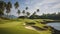 The Majestic Landscape of a Golf Course and the Horizon Beyond. Generative AI