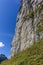 The majestic landscape of the steep Alpstein mountain range around the Aescher cliff in Appenzell, Switzerland