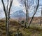 Majestic landscape Winter portrait ofn Stob Dearg Buachaille Etive Mor mountain and snowcapped peak in Scottish Highlands