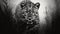 Majestic Leopard Emerging from the Mist. Generative ai