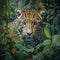 Majestic leopard in the rainforest. AI techonology