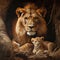 Majestic Lion Family: A Tender Moment in the Wilderness