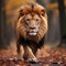 Majestic Lion Staring. Generative AI