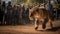 Majestic lioness walking in African wildlife reserve generated by AI