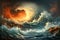 Majestic Maelstrom Engulfs the Scene with Fiery and Oceanic Hues. For Dramatic Visuals. AI Generated