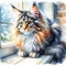 Majestic Maine Coon: Illustrated Portrait of a Regal Feline