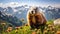 Majestic Marmot: A Mountain Portrait - generative ai