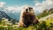 Majestic Marmot: A Mountain Portrait - generative ai