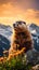 Majestic Marmot: A Mountain Portrait - generative ai