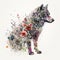 Majestic Moonlit Canine amidst Shimmering Wild flowers - Generative AI