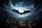 Majestic Moonlit Encounter: Flying Bat Silhouette. AI