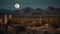 Majestic Moonrise over Desert Cacti