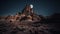 Majestic Moonrise over Desert Rocks