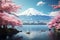 Majestic mount fuji amidst enchanting sakura blossoms
