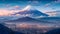 Majestic Mount Fuji at Sunset, digital art painting created using generative AI