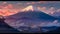 Majestic Mount Fuji at Sunset, digital art painting created using generative AI