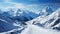 Majestic mountain peak, blue sky, tranquil snow covered landscape generated by AI