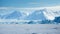 Majestic mountain peak, frozen landscape, tranquil arctic adventure generated by AI