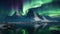 Majestic mountain peak illuminated by aurora in arctic night generated by AI