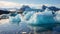 Majestic mountain peak reflects in tranquil arctic glacier lagoon generated by AI