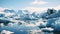 Majestic mountain peak reflects in tranquil frozen glacier lagoon generated by AI