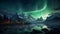 Majestic mountain peak reflects tranquil galaxy in arctic night generated by AI