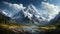 Majestic mountain peak reflects tranquil sky in snowy wilderness scene generated by AI