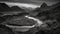 Majestic mountain range in Africa, a beauty in nature monochrome generated by AI
