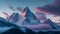 Majestic Mountain Range in a Dreamy Pastel-Colored Sky