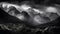 Majestic mountain range in moody monochrome stillness generated by AI