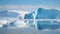 Majestic mountain range reflects in tranquil arctic glacier lagoon generated by AI