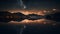 Majestic mountain range reflects tranquil Milky Way in autumn twilight generated by AI