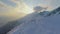 Majestic mountain range, snow groomer cleaning skiing run, extreme sport, resort
