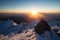 majestic mountain range with a sunrise, view from the summit