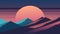 Majestic Mountain Sunset Illustration with Retro Vibes vector