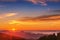 Majestic mountains landscape under morning sky with clouds